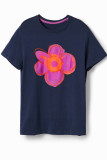 Casual Print Flowers O Neck T-Shirts