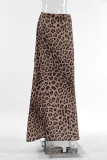 Sexy Vintage Print Leopard Zipper Regular High Waist Patchwork Bottoms