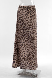 Sexy Vintage Print Leopard Zipper Regular High Waist Patchwork Bottoms