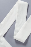Casual Solid Hollowed Out Pocket Frenulum Backless Turndown Collar Tops