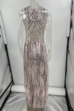 Bohemian Vacation Geometric Print Backless Halter One Step Skirt Dresses