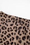 Sexy Vintage Print Leopard Zipper Regular High Waist Patchwork Bottoms