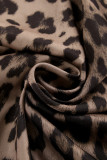 Sexy Vintage Print Leopard Zipper Regular High Waist Patchwork Bottoms