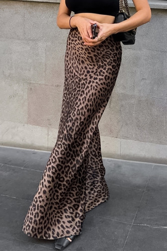 Sexy Vintage Print Leopard Zipper Regular High Waist Patchwork Bottoms