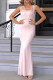 Celebrities Elegant Solid Mesh V Neck Trumpet Mermaid Dresses