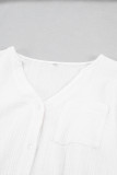 Casual Simplicity Solid Pocket Buttons Fold V Neck Long Sleeve Two Pieces
