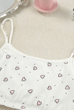 Casual Living Love Print Flounce U Neck Sleeveless Three Pieces