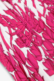 Vintage Vacation Print Frenulum Halter Pleated Dresses
