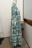 Casual Vintage Geometric Print Patchwork V Neck Printed Dresses