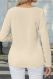 Casual Simplicity Solid Buttons O Neck Tops