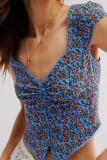 Sexy Vintage Print Flowers V Neck Tops