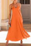 Sexy Vacation Solid Backless Pleated Halter Beach Dresses