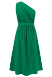 Elegant Formal Solid Metal Accessories Decoration Fold Oblique Collar Evening Dresses