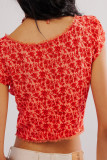 Sexy Vintage Print Flowers V Neck Tops