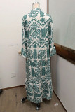 Casual Vintage Geometric Print Patchwork V Neck Printed Dresses