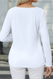 Casual Simplicity Solid Buttons O Neck Tops