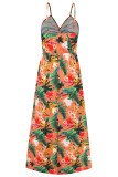 Bohemian Elegant Floral Contrast V Neck Sling Dresses