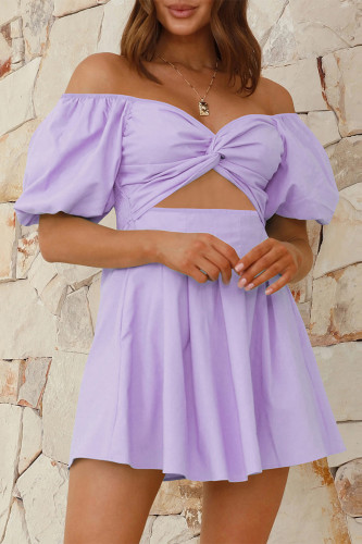 Sexy Solid Fold V Neck A Line Dresses