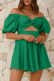 Sexy Solid Fold V Neck A Line Dresses