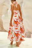 Bohemian Elegant Floral Contrast Mandarin Collar Printed Dresses