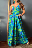 Bohemian Elegant Floral Contrast V Neck Sling Dresses