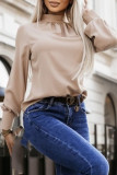 Celebrities Elegant Solid Buttons Fold Turtleneck Tops