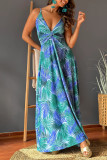 Bohemian Elegant Floral Contrast V Neck Sling Dresses