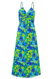 Bohemian Elegant Floral Contrast V Neck Sling Dresses
