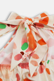 Bohemian Elegant Floral Contrast Mandarin Collar Printed Dresses