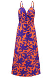 Bohemian Elegant Floral Contrast V Neck Sling Dresses