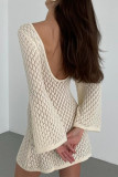 Sexy Vacation Solid Hollowed Out Backless Swimwears Cover Up