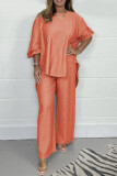Casual Solid Asymmetrical O Neck Long Sleeve Two Pieces
