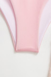 Sexy Vacation Solid Frenulum Slit Mesh Swimwears(Two pieces)