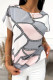 Casual Geometric Print Contrast O Neck T-Shirts