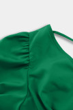 Sexy Solid Frenulum Backless V Neck Cake Skirt Dresses