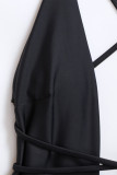 Sexy Vacation Solid Frenulum Slit Mesh Swimwears(Two pieces)