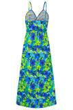 Bohemian Elegant Floral Contrast V Neck Sling Dresses
