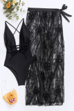 Sexy Vacation Solid Frenulum Slit Mesh Swimwears(Two pieces)