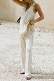 Casual Simplicity Solid V Neck Sleeveless Two Pieces