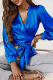 Celebrities Elegant Solid Strap Design V Neck Tops