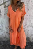 Casual Solid Make Old V Neck Short Sleeve Short Sleeve Dress
