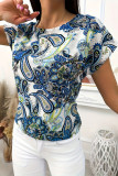 Casual Vintage Geometric Print O Neck T-Shirts
