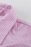 Casual Striped Buttons Turndown Collar Long Sleeve Two Pieces
