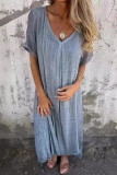 Casual Solid Make Old V Neck Short Sleeve Short Sleeve Dress