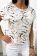 Casual Print Feathers O Neck T-Shirts