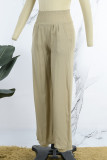 Casual Solid Patchwork Straight High Waist Straight Solid Color Bottoms