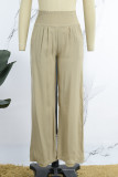 Casual Solid Patchwork Straight High Waist Straight Solid Color Bottoms