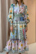 Elegant Floral Contrast Mandarin Collar Shirt Dresses