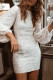 Casual Solid Sequins Sequined O Neck One Step Skirt Dresses