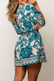 Casual Vintage Floral Patchwork Backless V Neck Loose Rompers